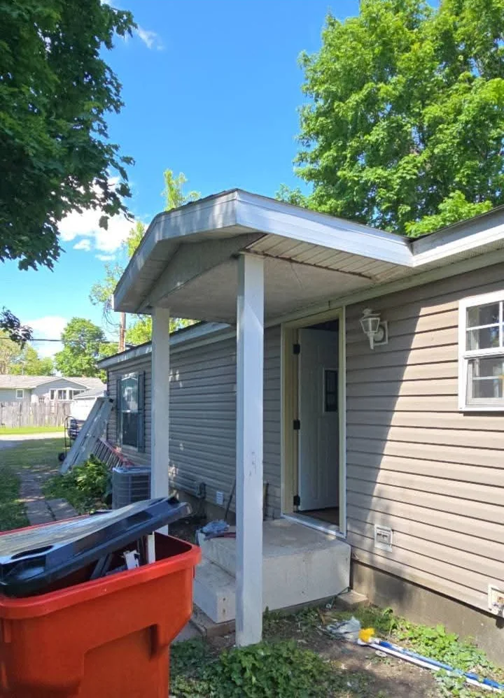Porch with the new soffit ceiling
